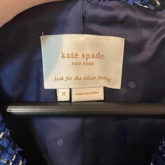 Kate Spade Blue Tweed Ribbon Tie Belt Jacket Blazer - Picture 2 of 9